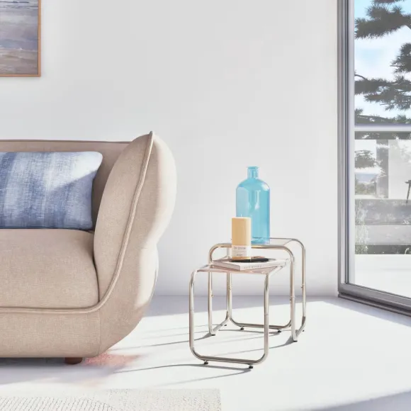 salon style vintage années 60 et canapé beige