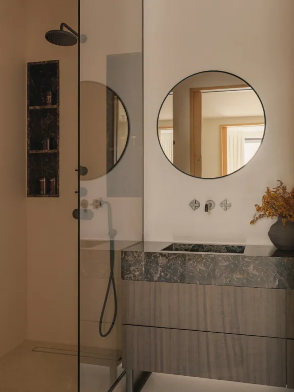 salle de bain marbre décoration contemporaine beige