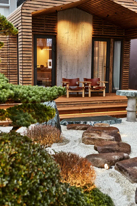 terrasse abritée maison bois préfabriquée 60m2