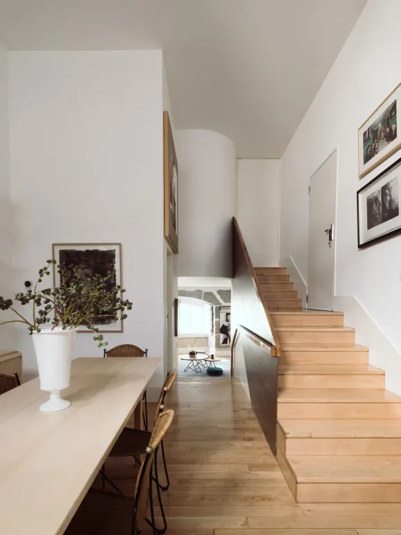 dining room with staircase designer decor period apartment in Lisbon