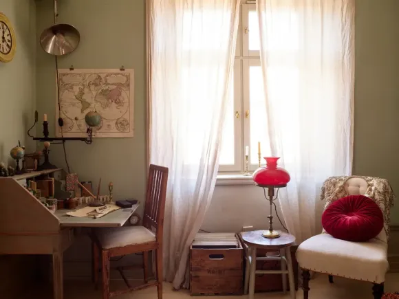 chambre vintage murs vert 
