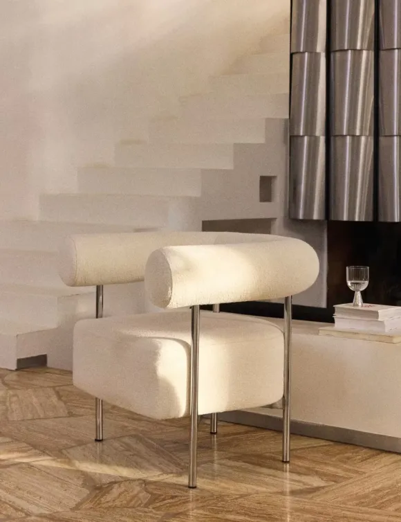 fauteuil bouclette blanc