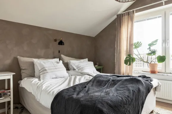chambre tons bruns décoration bohème et scandinave