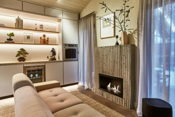 salon maison bois préfabriquée 60m2