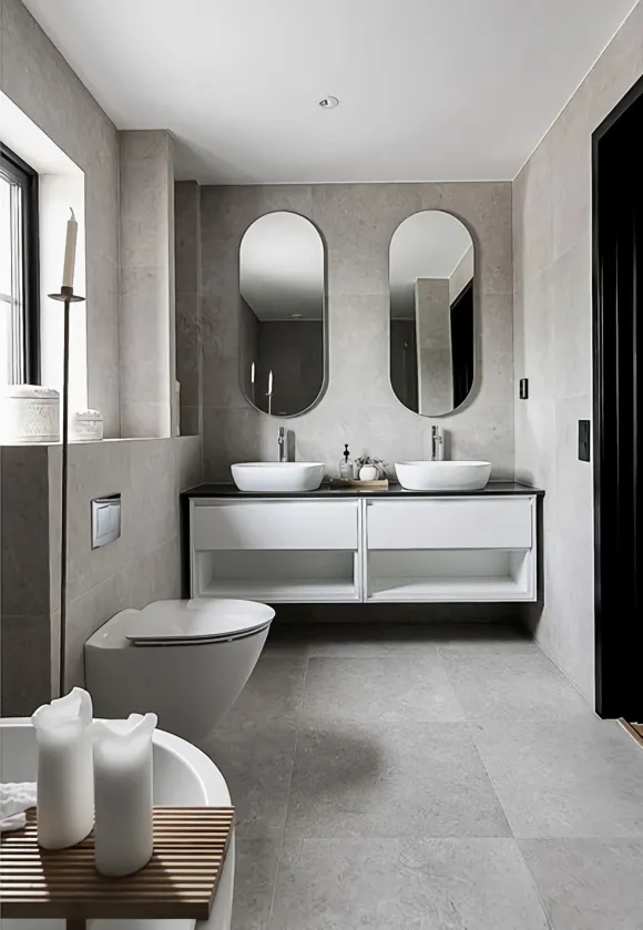 salle de bain design grise