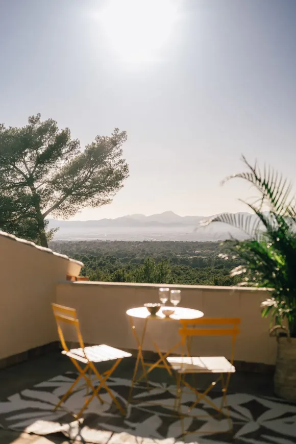 terrasse vue montagne maison avec piscine Majorque
