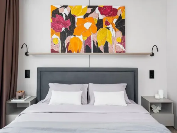 chambre décoration design grise petite maison miroir de 36m2