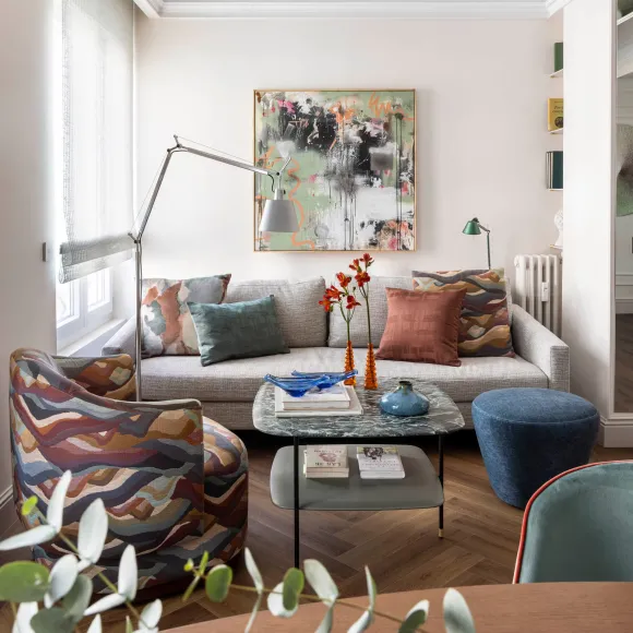 living room contemporary decoration apartment Madrid