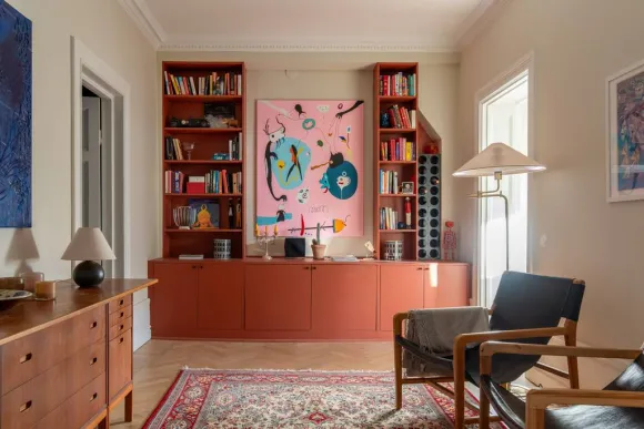 bureau décoration mid-century scandinave appartement ancien rénové