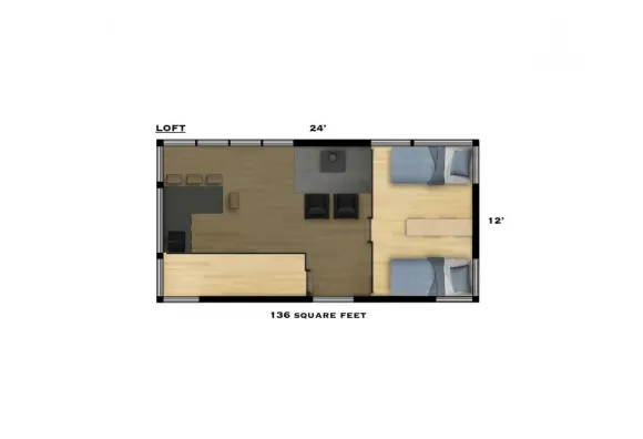 plan mini maison préfabriquée 40m2 acier et bois