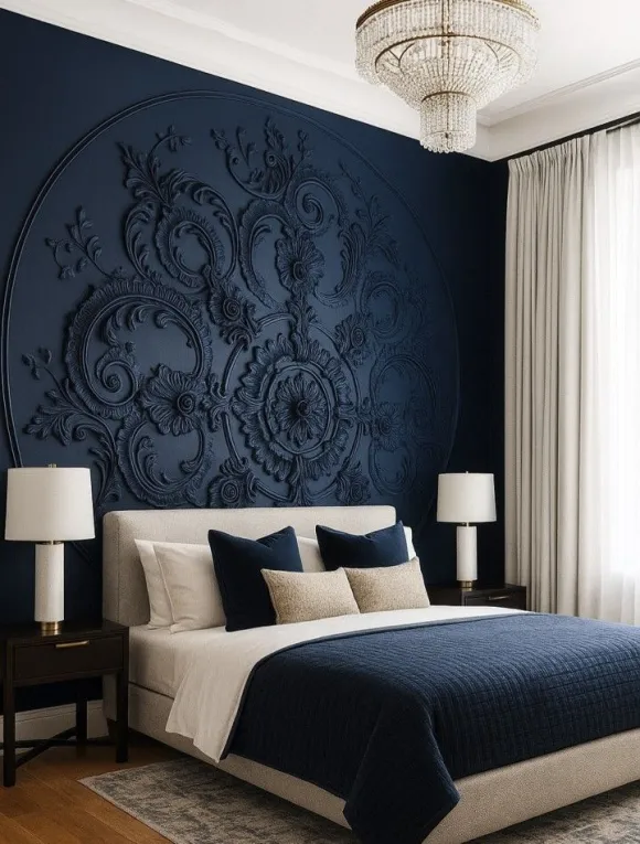 couleurs de chambre 2026 chambre mur bleu marine