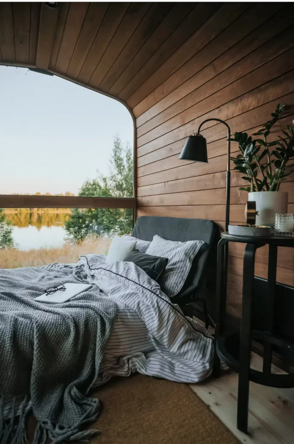 chambre tiny house 14m2 Nature Pod par Vagabond Haven