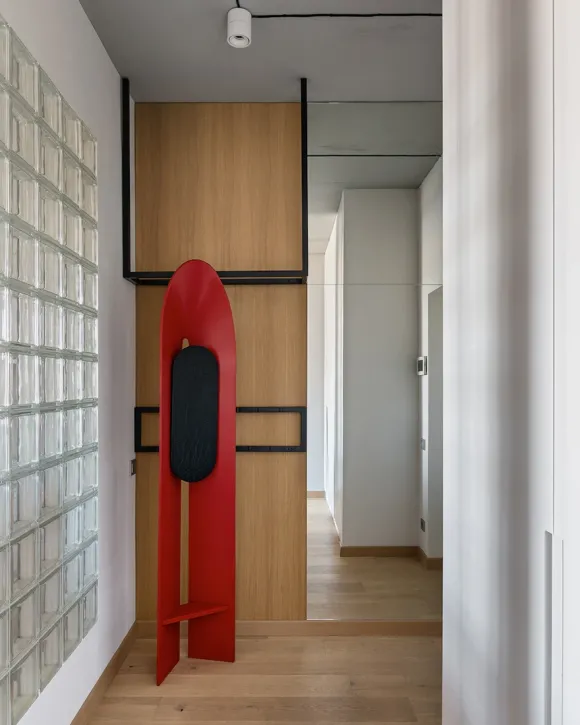 entrée avec briques de verre appartement 90m2 décoration contemporaine
