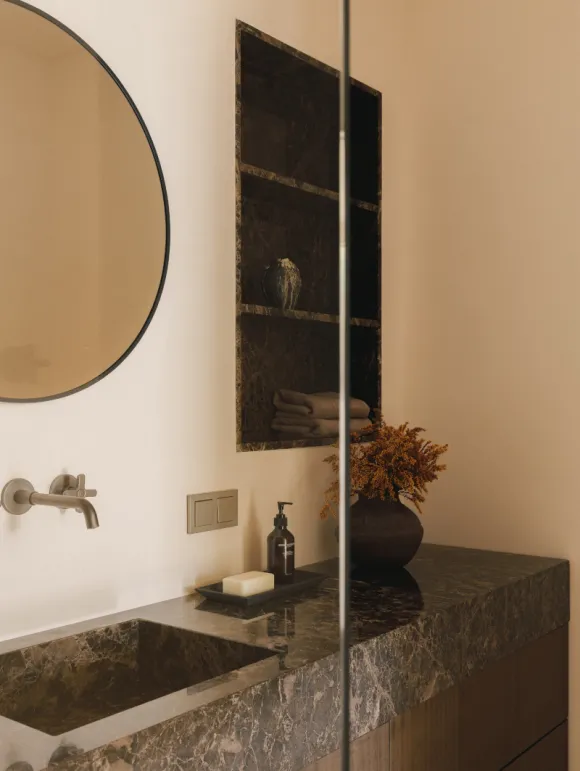 salle de bain marbre décoration contemporaine beige