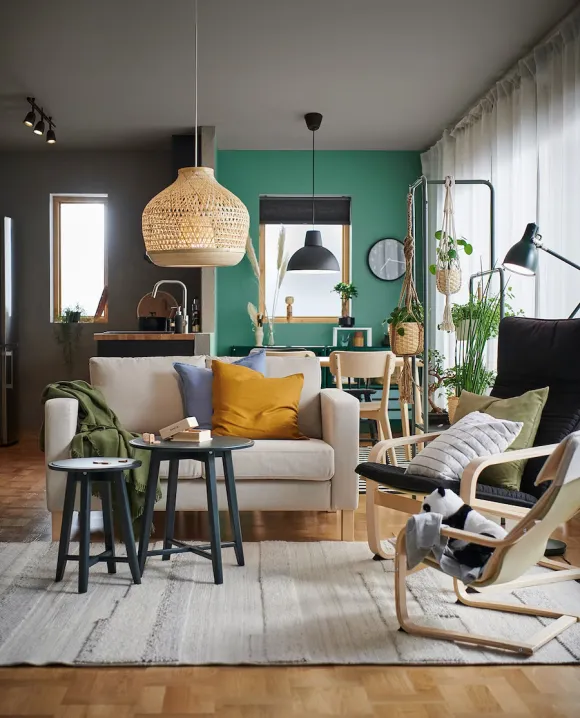 salon avec tapis BRÖNDEN IKEA