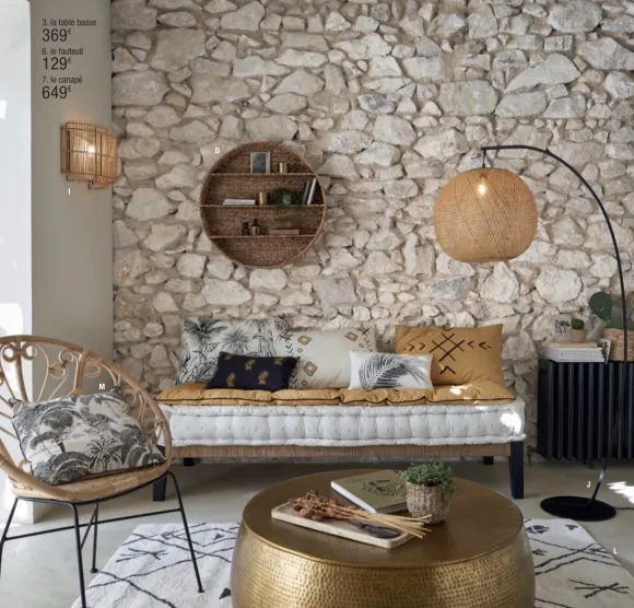 terrasse avec mur en pierres