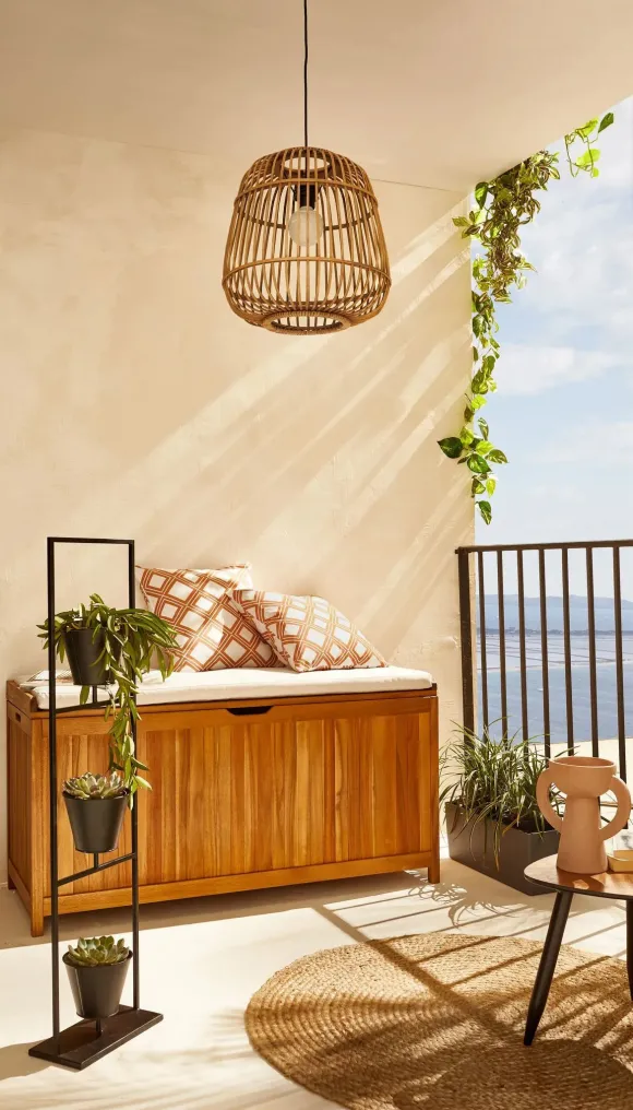 balcon avec coffre de rangement bois