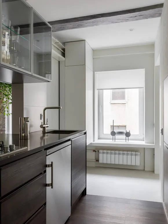  cuisine dans studio 35m2 décoration contemporaine