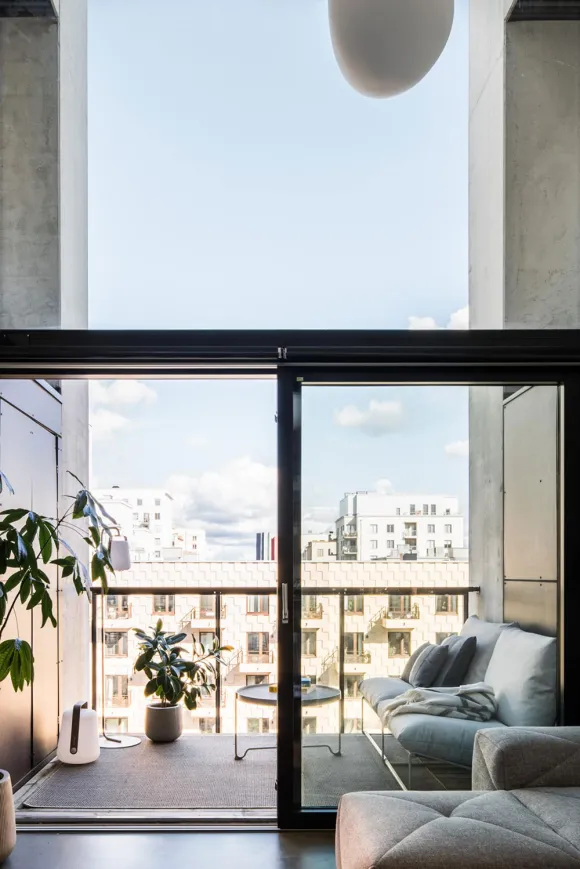 salon avec terrasse mini loft 52m2 en duplex décoration design