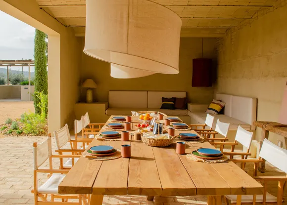outdoor dining room Casa Carolina house in Emporda Spain